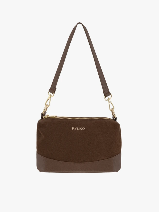 Handtasche aus hellbraunem Leder und Velours
