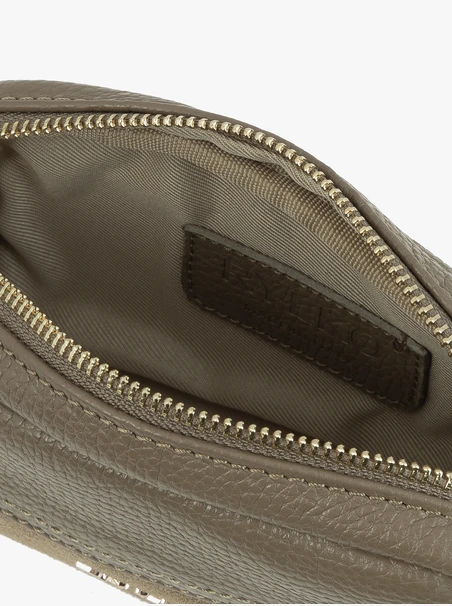 Handtasche aus olivfarbenem Leder und Velours