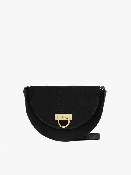 Schwarze Lederhandtasche mit Schnallenverschluss