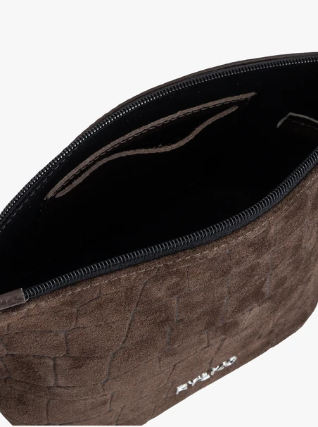 Dunkelbraune Handtasche mit Krokodil-Muster