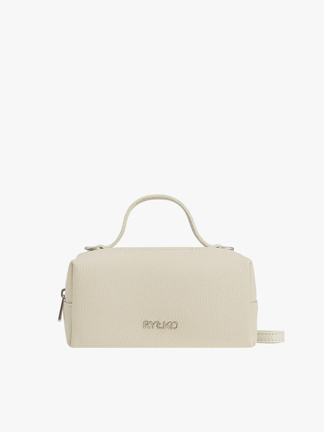 Cremefarbene kleine Lederhandtasche