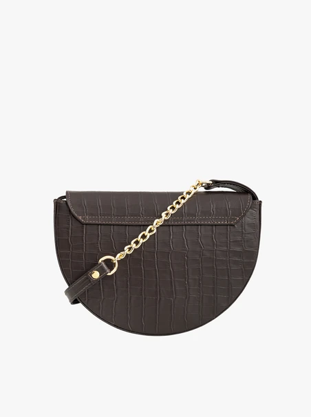 Braune Handtasche im Crescent-Design aus Krokodilleder