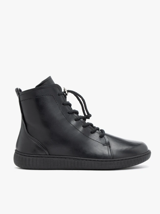 Schwarze Sportstiefel aus Glattleder