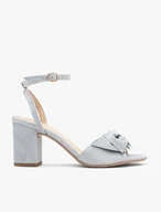 Hellblaue Sandalen mit Absatz und abnehmbarer Schleife