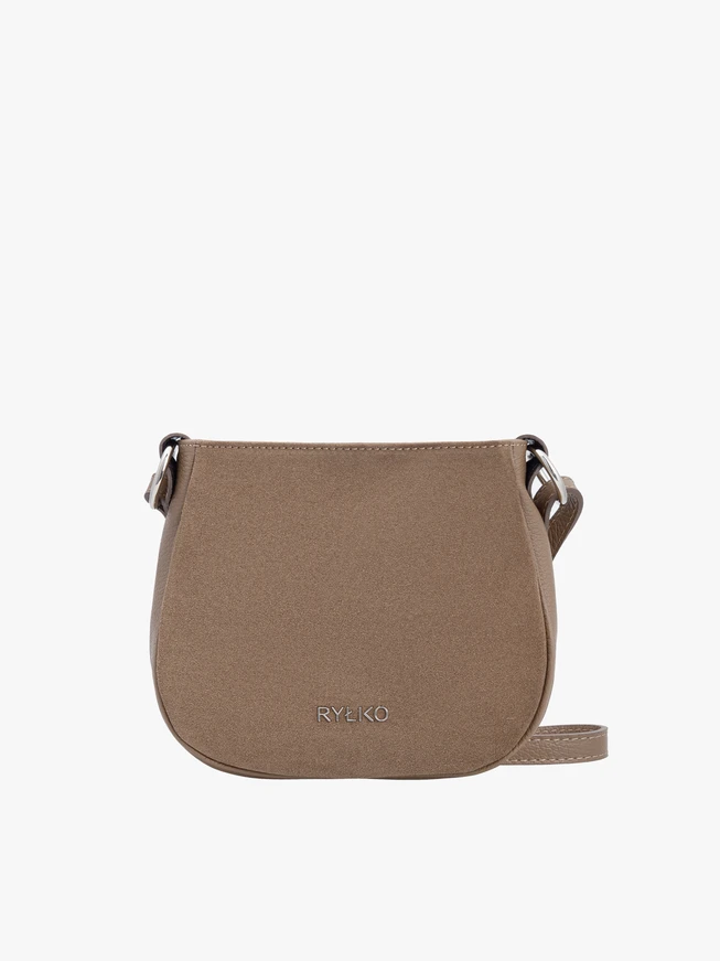 Handtasche aus dunkelbeigem Leder und Velours