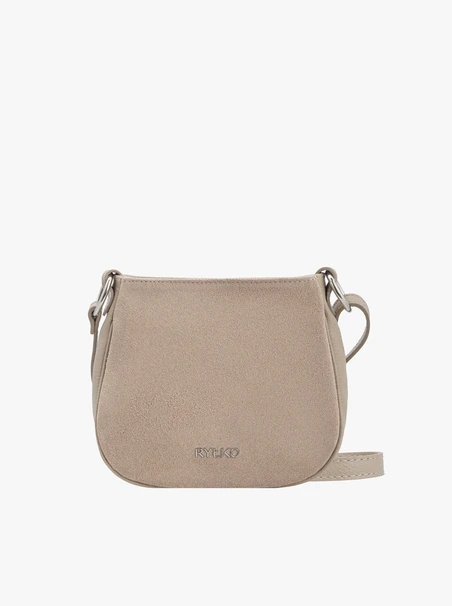 Beigefarbene Handtasche aus Leder und Velours