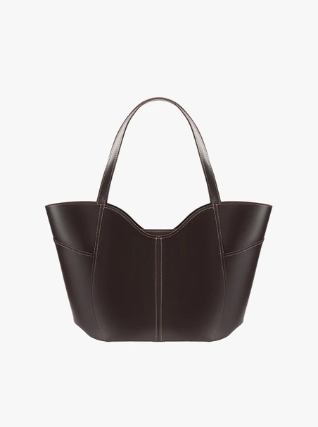 Dunkelbraune A4-Shopper-Tasche aus Leder