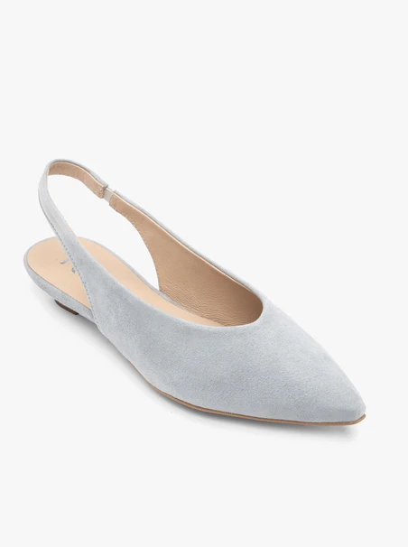 Hellblaue Slingback-Pumps mit spitzer Zehe