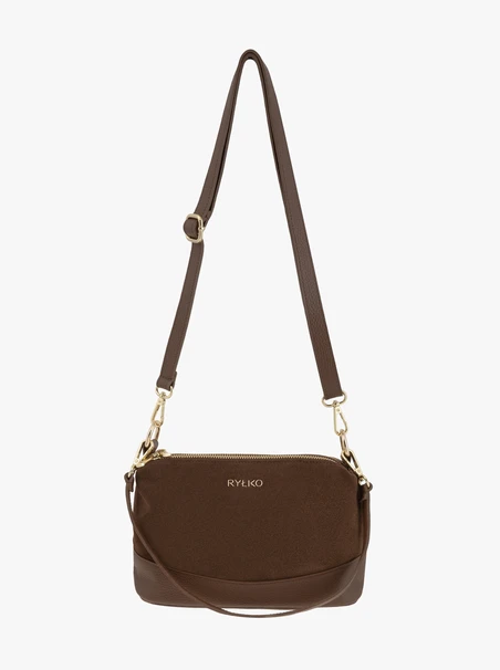 Handtasche aus hellbraunem Leder und Velours